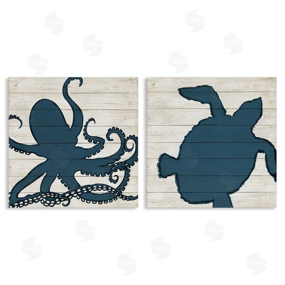 Julie DeRice Nautical Aquatic Animals Silhouette Canvas Wall Art Print
