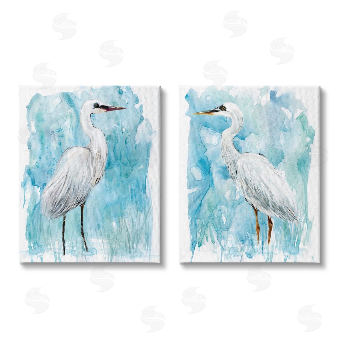 Carol Robinson Nautical Crane Pair White Beach Birds Canvas Wall Art Print