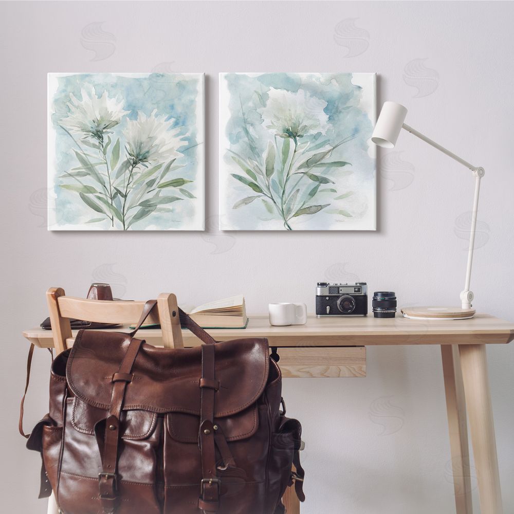 Carol Robinson Soft Spring Flower Still Life Watercolor Canvas Wall Art Print in Room