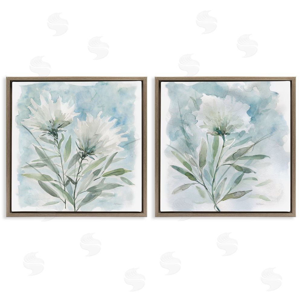 Carol Robinson Soft Spring Flower Still Life Watercolor Brown Floating Frame Canvas Wall Art Print