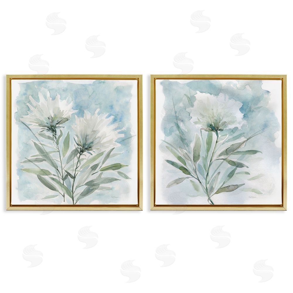 Carol Robinson Soft Spring Flower Still Life Watercolor Gold Floating Frame Canvas Wall Art Print