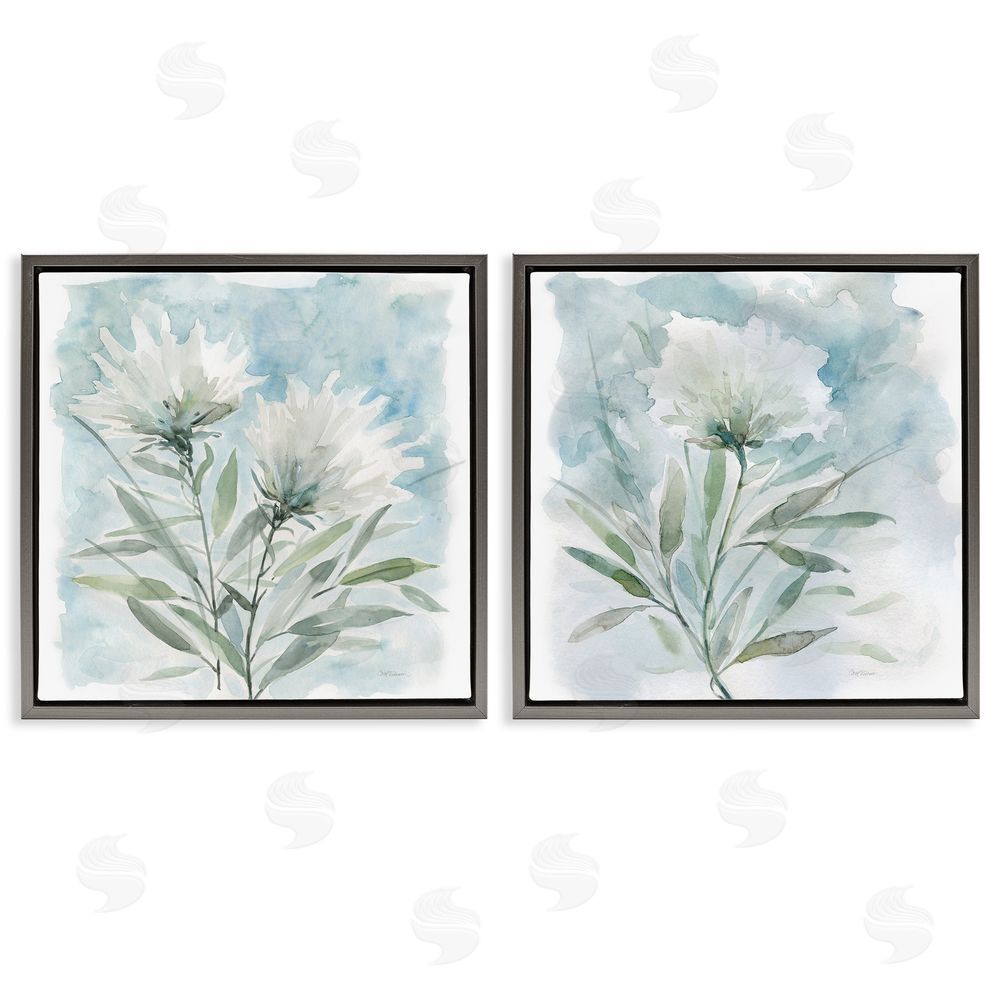 Carol Robinson Soft Spring Flower Still Life Watercolor Gray Floating Frame Canvas Wall Art Print