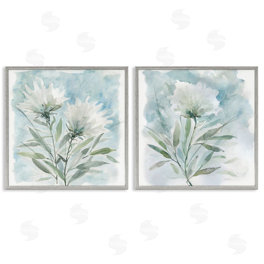 Carol Robinson Soft Spring Flower Still Life Watercolor Gray Framed Giclee Wall Art Print