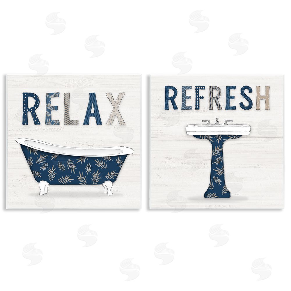 Natalie Carpentieri Relax Refresh Bathroom Phrases Wooden Wall Plaque Art Print