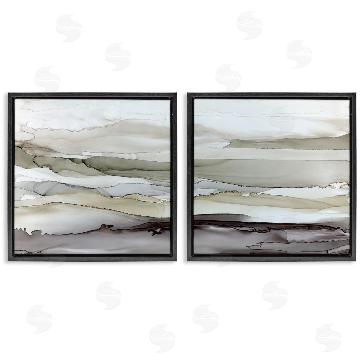 Abstract Watercolor Wave Interpetation Black Floating Frame Canvas Wall Art, Home Decor by Carol Robinson