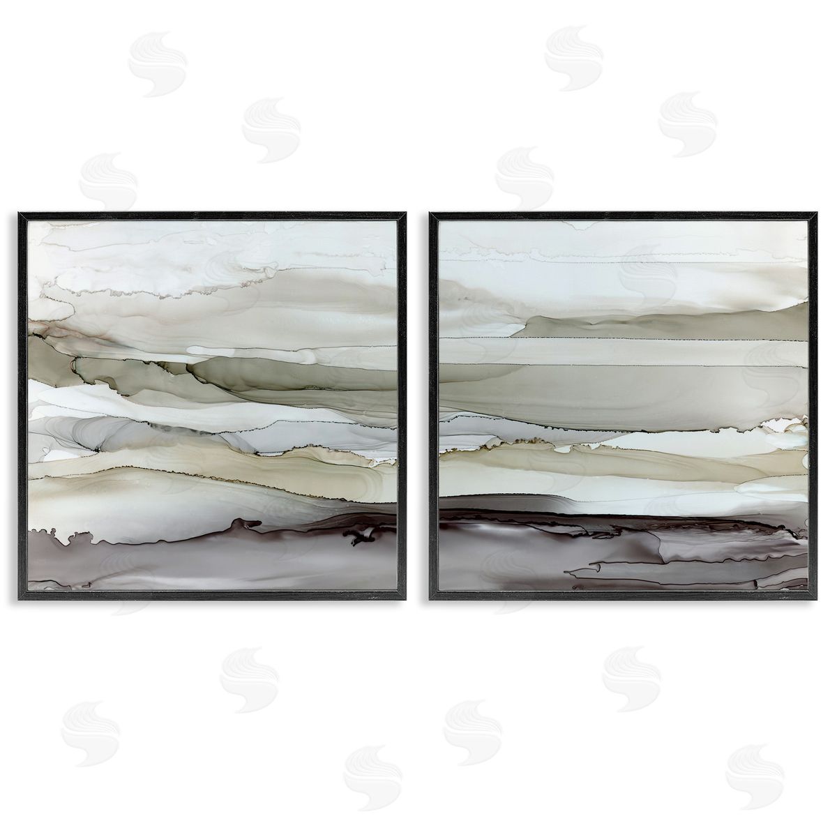 Abstract Watercolor Wave Interpetation Black Frame Print Wall Art, Home Decor by Carol Robinson