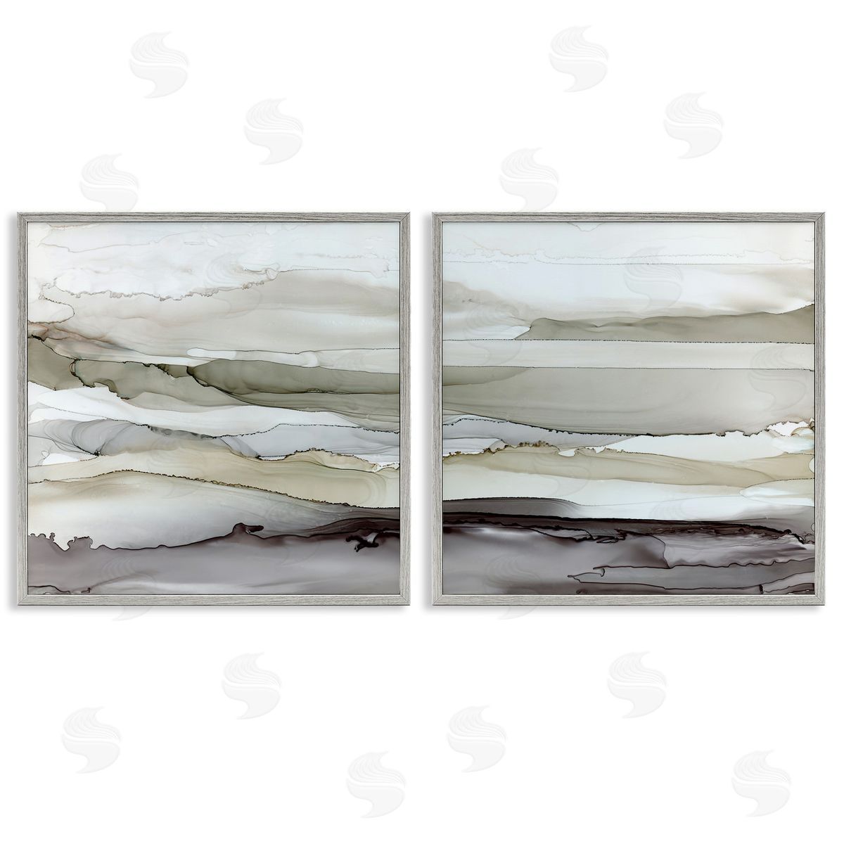 Abstract Watercolor Wave Interpetation Grey Frame Print Wall Art, Home Decor by Carol Robinson