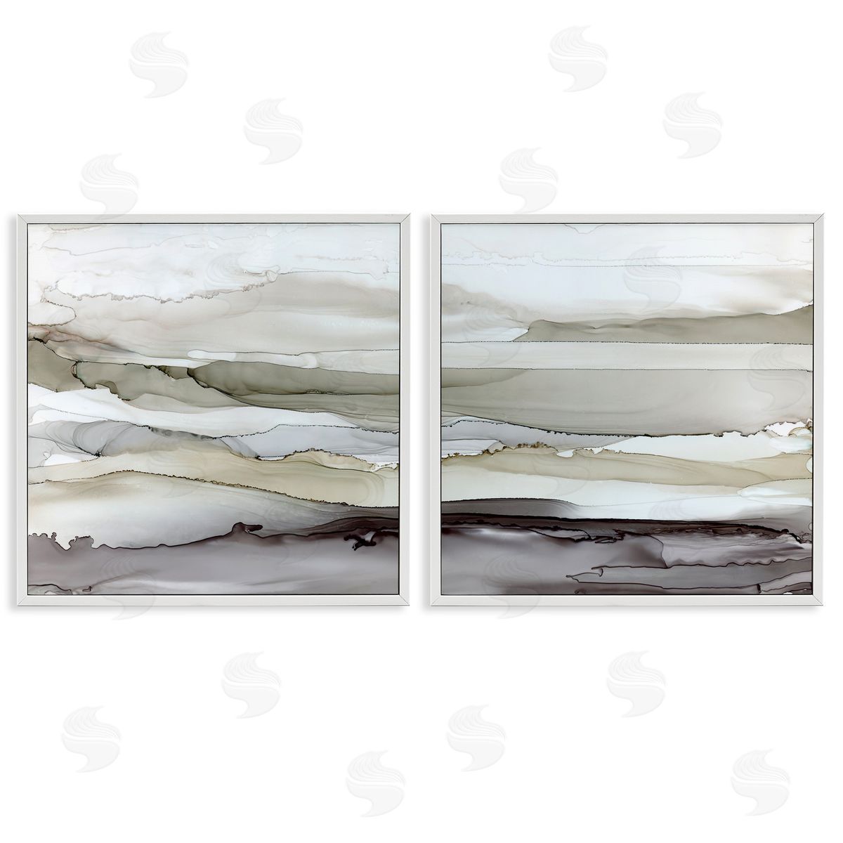 Abstract Watercolor Wave Interpetation White Frame Print Wall Art, Home Decor by Carol Robinson