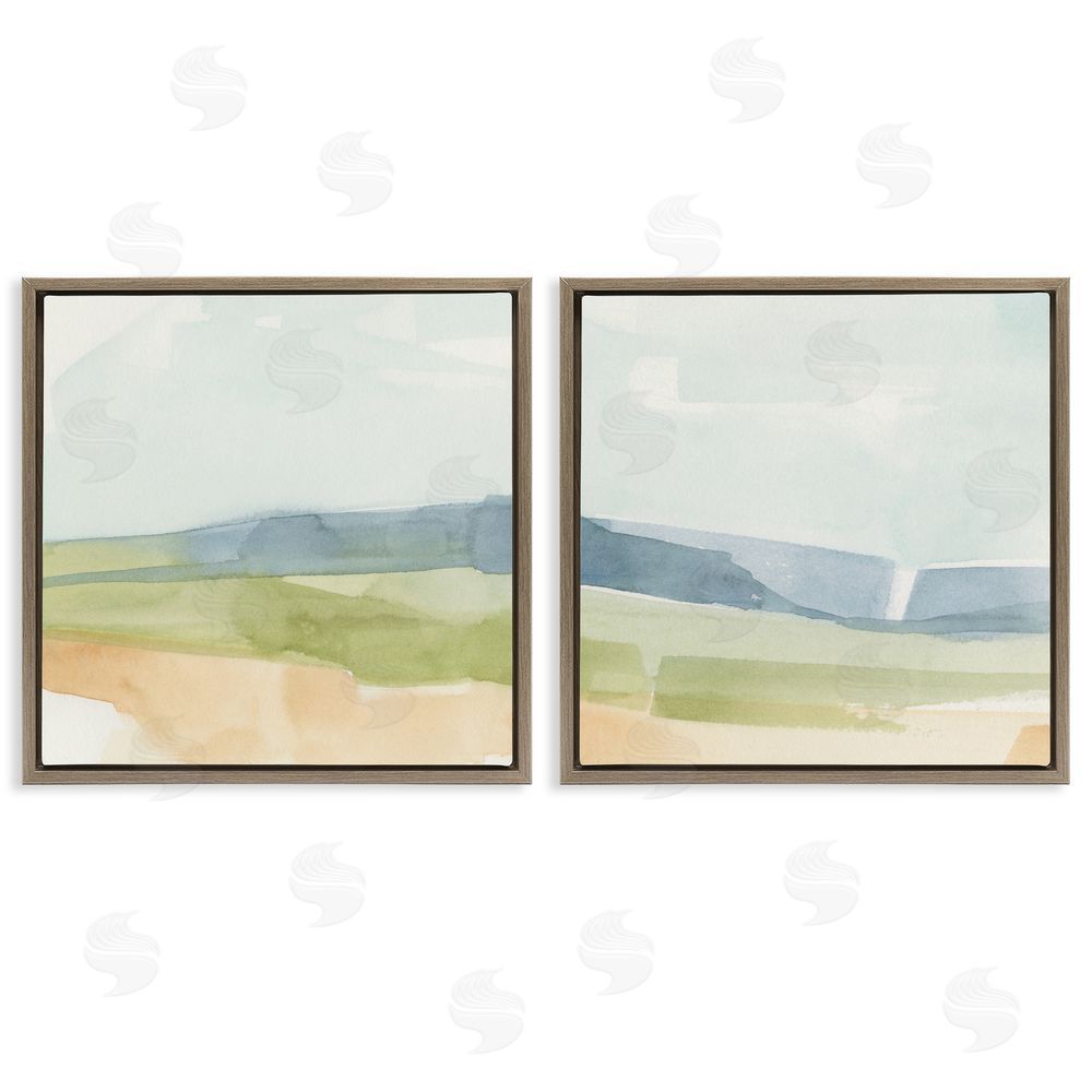 Emma Caroline Watercolor Hills Abstract Landscape Brown Floating Frame Canvas Wall Art Print