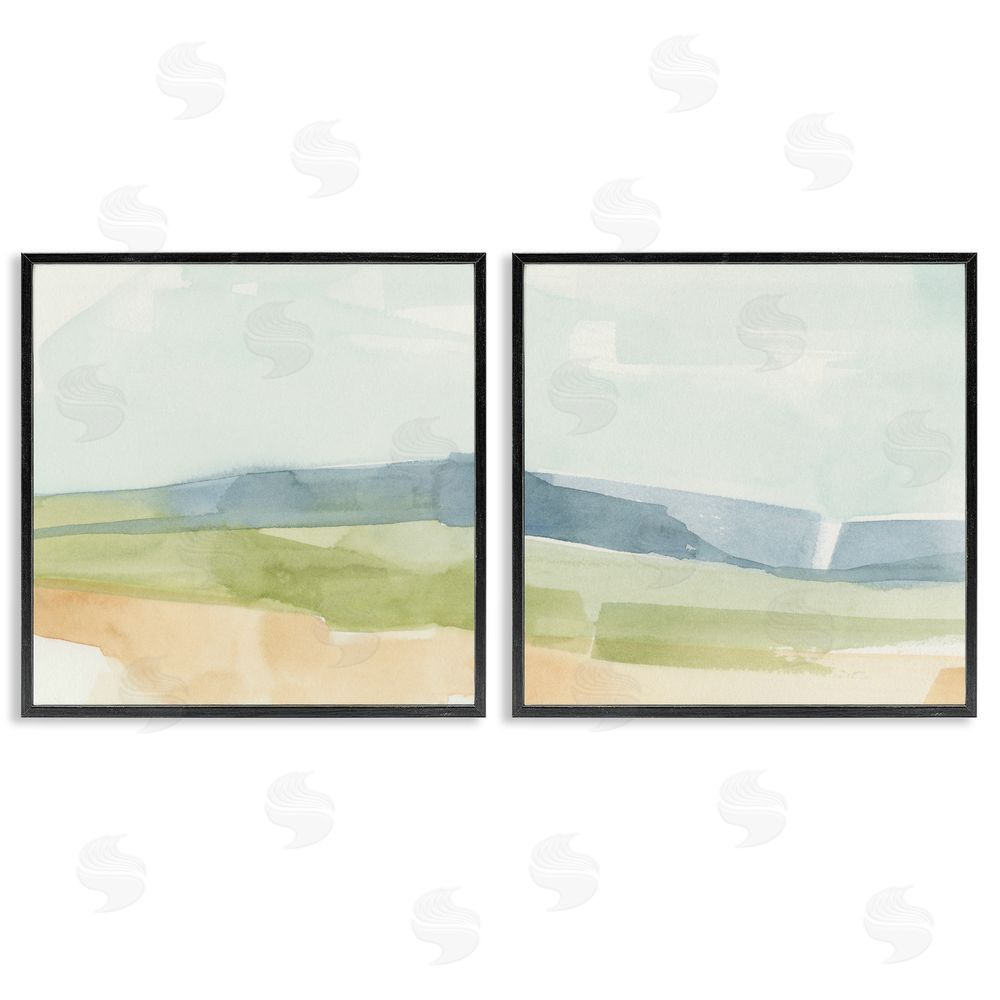 Emma Caroline Watercolor Hills Abstract Landscape Black Framed Giclee Wall Art Print