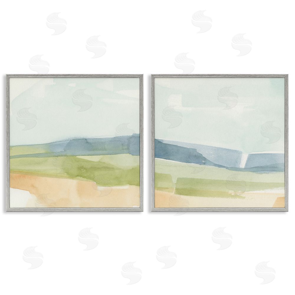 Emma Caroline Watercolor Hills Abstract Landscape Gray Framed Giclee Wall Art Print
