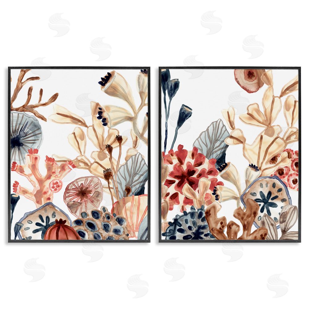 June Erica Vess Tropical Ocean Floor Plant Life Expressive Black Framed Giclee Wall Art Print