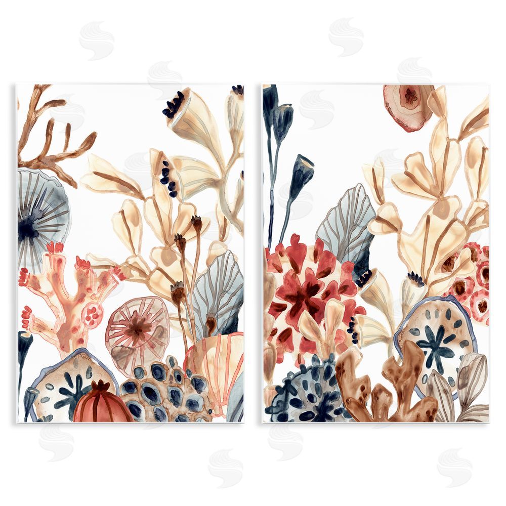 June Erica Vess Tropical Ocean Floor Plant Life Expressive Wooden Wall Plaque Art Print