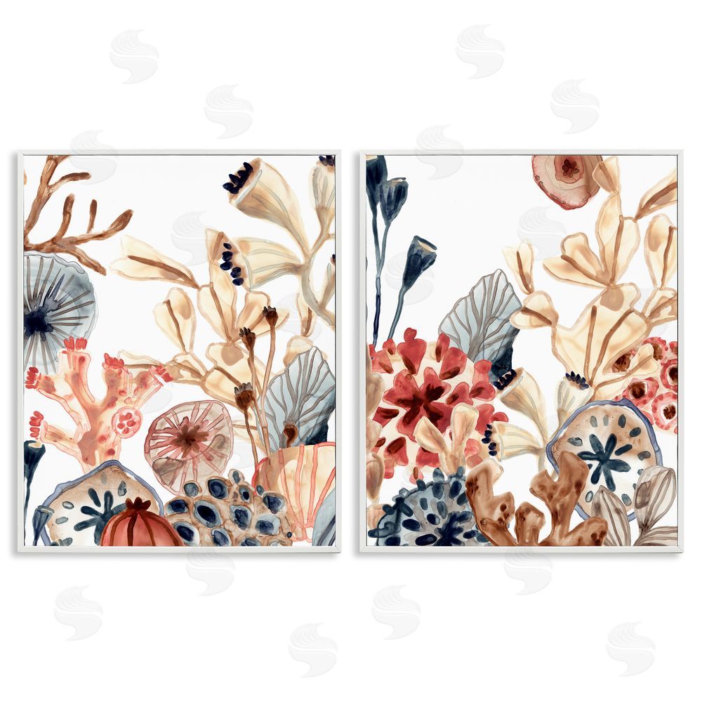 June Erica Vess Tropical Ocean Floor Plant Life Expressive White Framed Giclee Wall Art Print