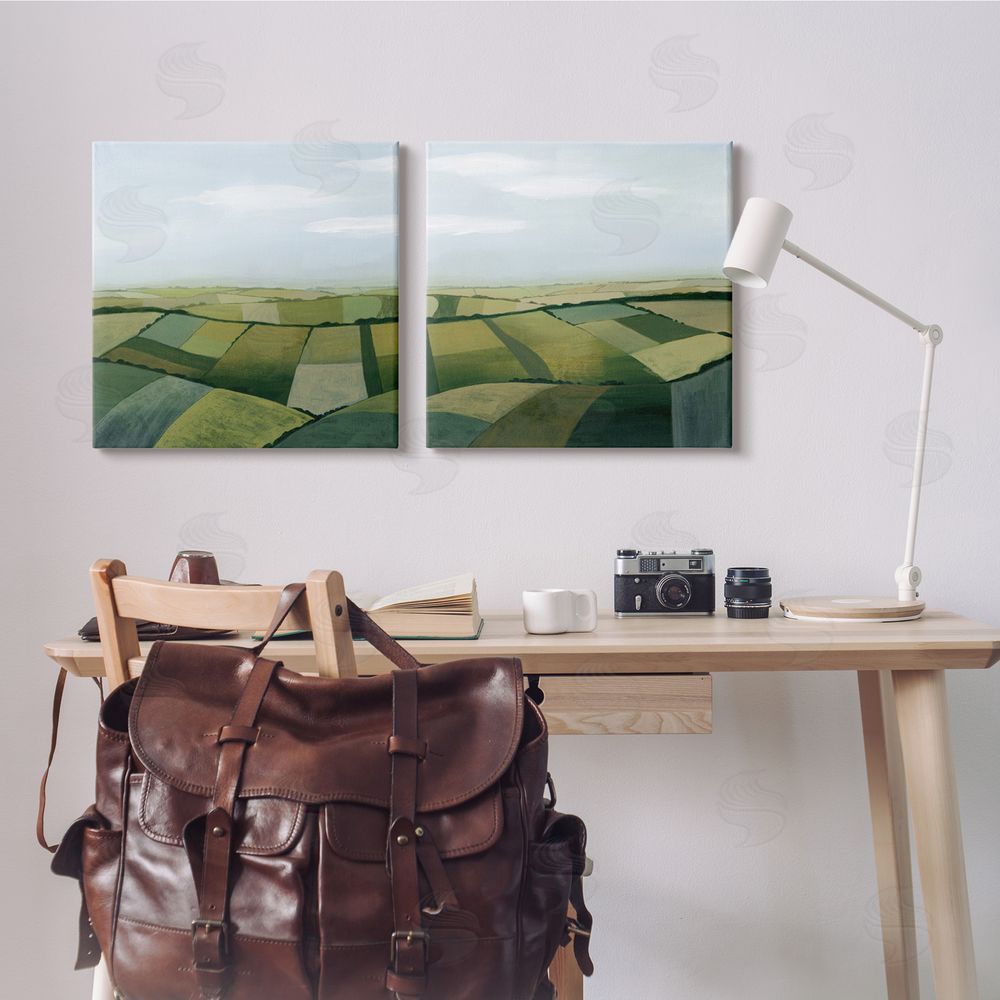 Grace Popp Rolling Hill Farm Crop Landscape Patchwork Canvas Wall Art Print in Room