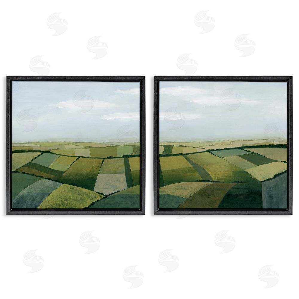 Grace Popp Rolling Hill Farm Crop Landscape Patchwork Black Floating Frame Canvas Wall Art Print