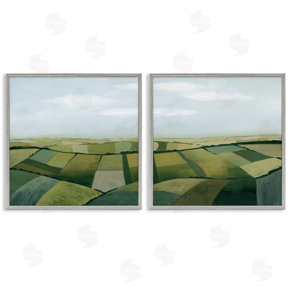 Grace Popp Rolling Hill Farm Crop Landscape Patchwork Gray Framed Giclee Wall Art Print