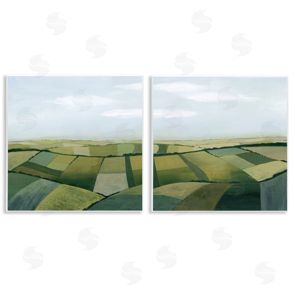 Grace Popp Rolling Hill Farm Crop Landscape Patchwork Wooden Wall Plaque Art Print