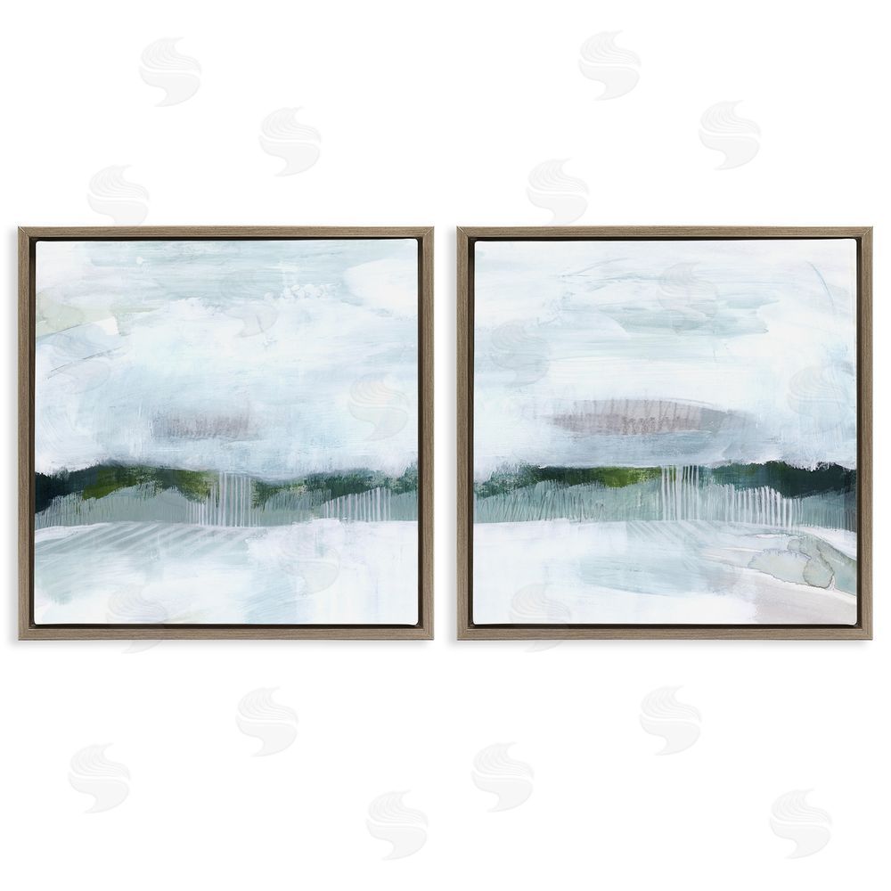 Grace Popp Rainy Day Abstract Field Landscape Brown Floating Frame Canvas Wall Art Print