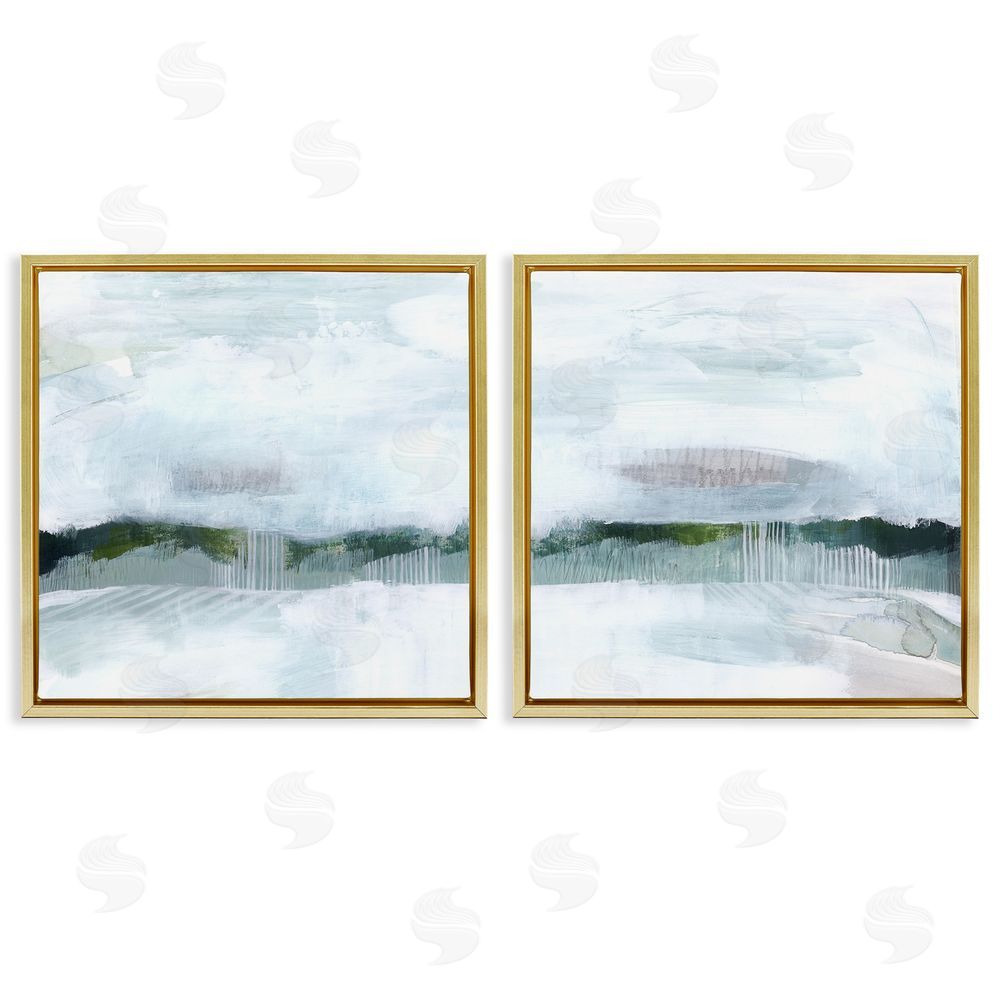 Grace Popp Rainy Day Abstract Field Landscape Gold Floating Frame Canvas Wall Art Print