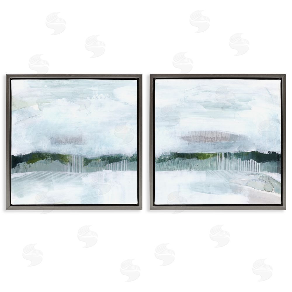 Grace Popp Rainy Day Abstract Field Landscape Gray Floating Frame Canvas Wall Art Print