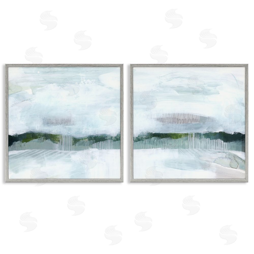 Grace Popp Rainy Day Abstract Field Landscape Gray Framed Giclee Wall Art Print
