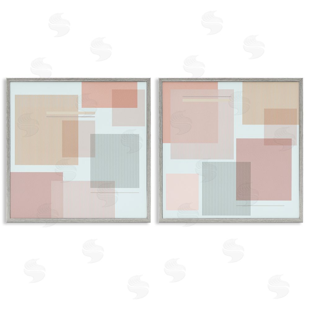 Melissa Wang Geometric Square Shape Collage Gray Framed Giclee Wall Art Print