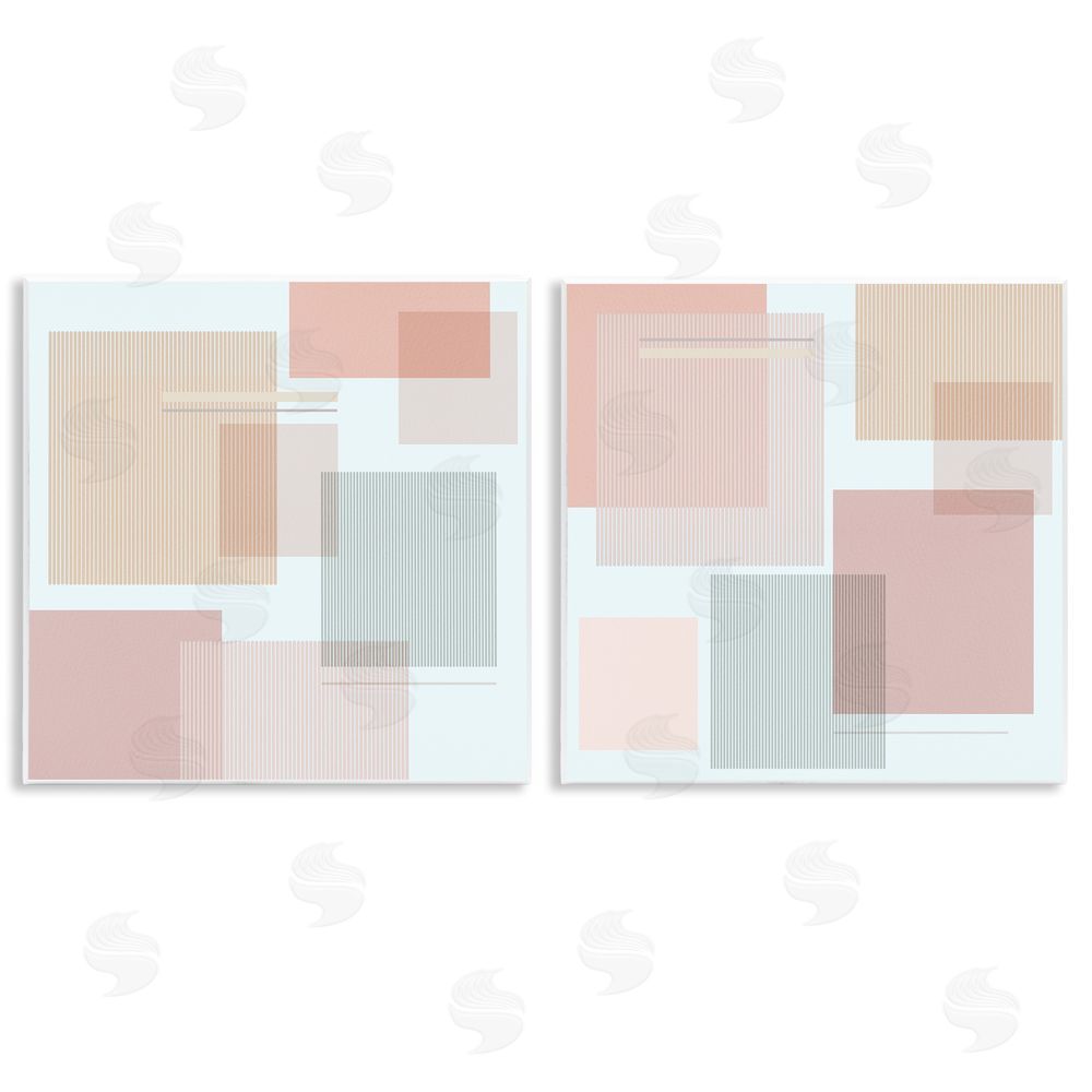 Melissa Wang Geometric Square Shape Collage Wooden Wall Plaque Art Print