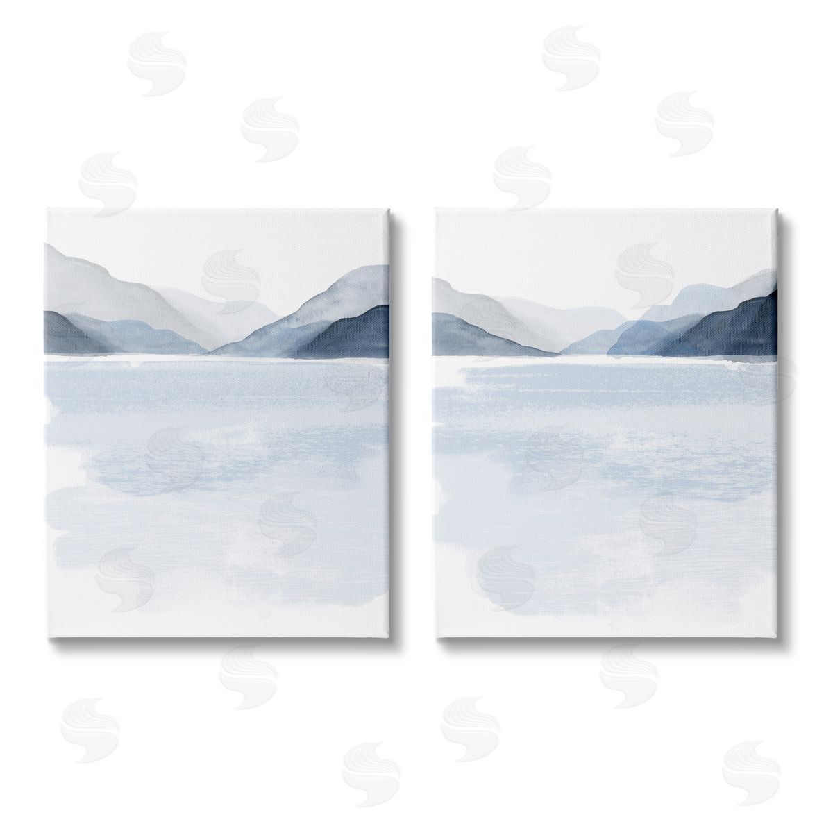 Victoria Barnes Coastal Mountain Range Landscape Soft Watercolor Canvas Wall Art Print