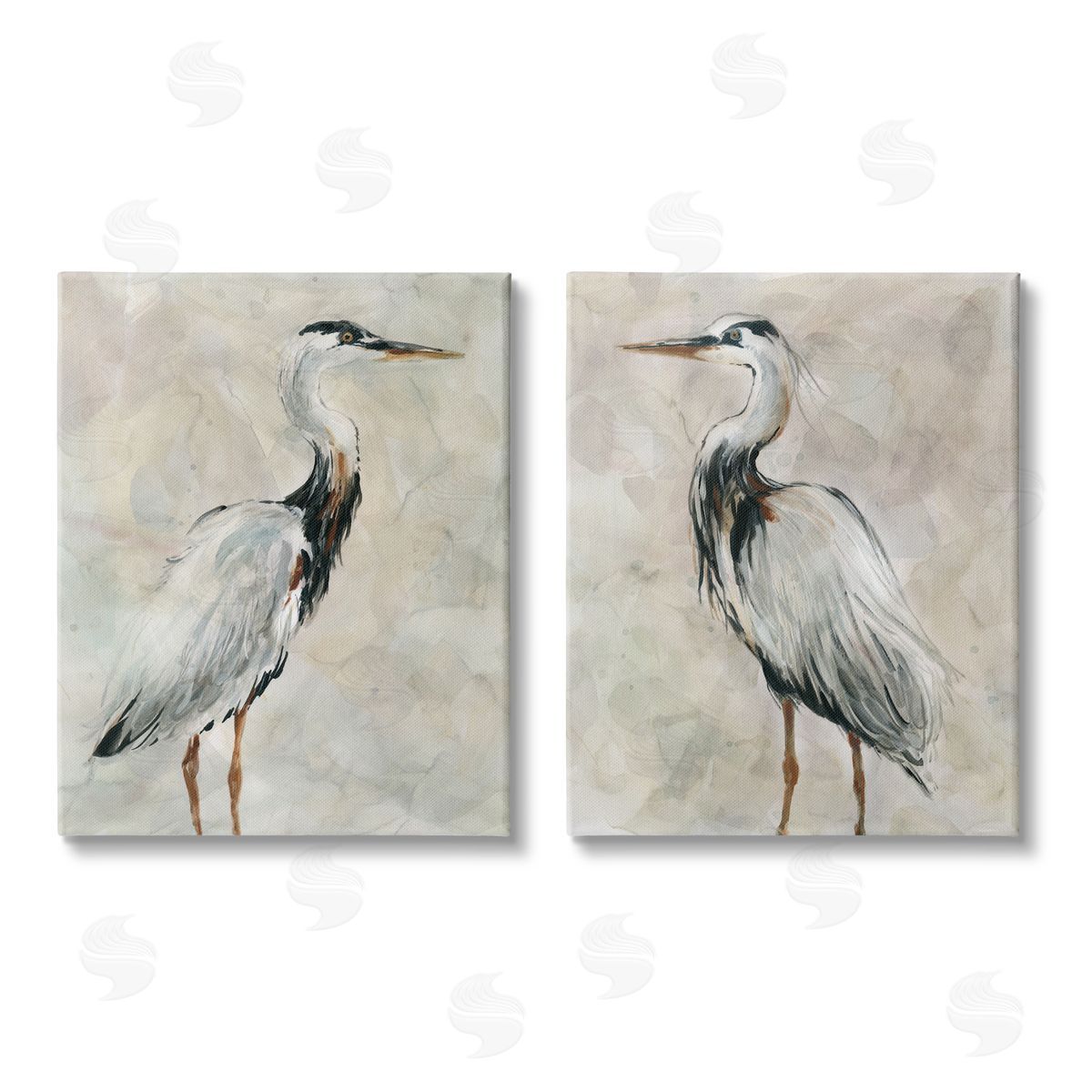 Carol Robinson Abstract Watercolor Great Heron Birds Canvas Wall Art Print