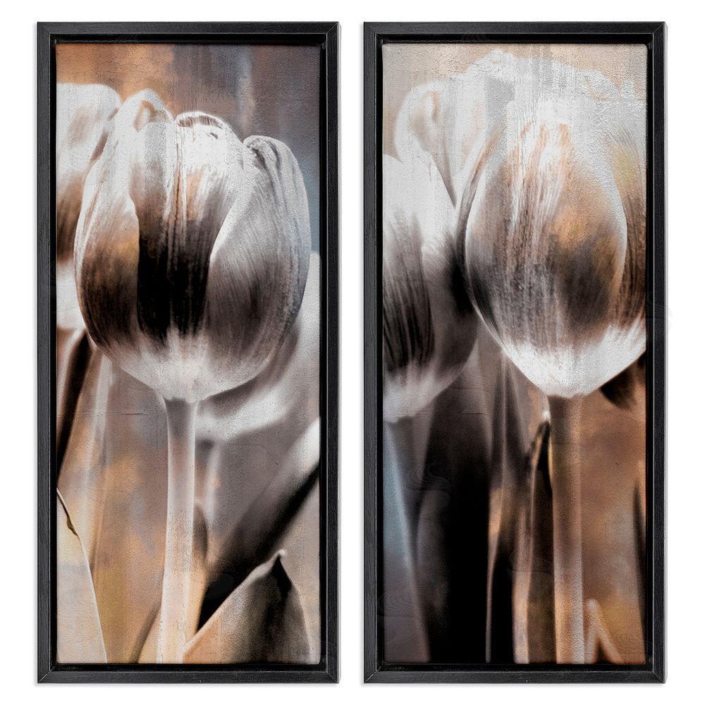 Kim Allen Modern Abstract Tulip Floral Photography Black Floating Frame Canvas Wall Art Print