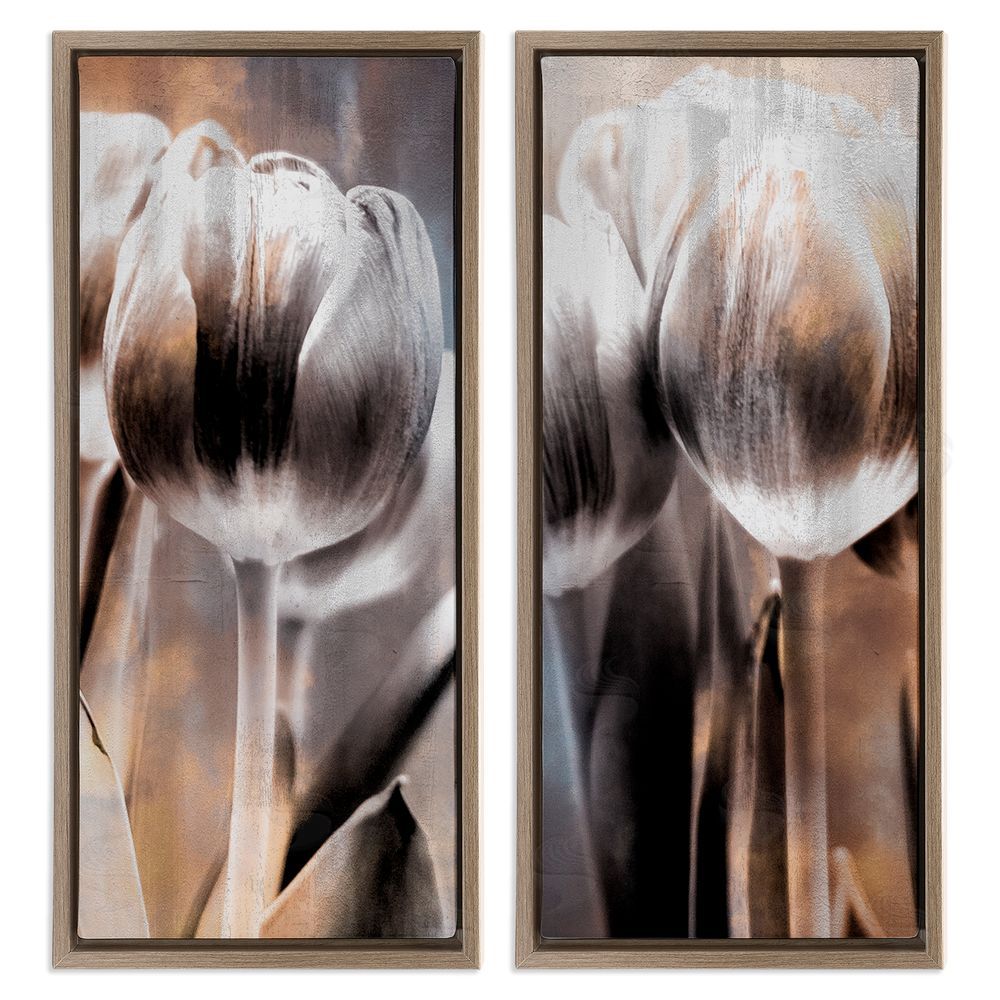 Kim Allen Modern Abstract Tulip Floral Photography Brown Floating Frame Canvas Wall Art Print