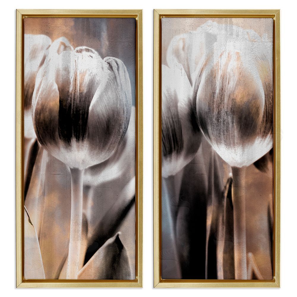 Kim Allen Modern Abstract Tulip Floral Photography Gold Floating Frame Canvas Wall Art Print
