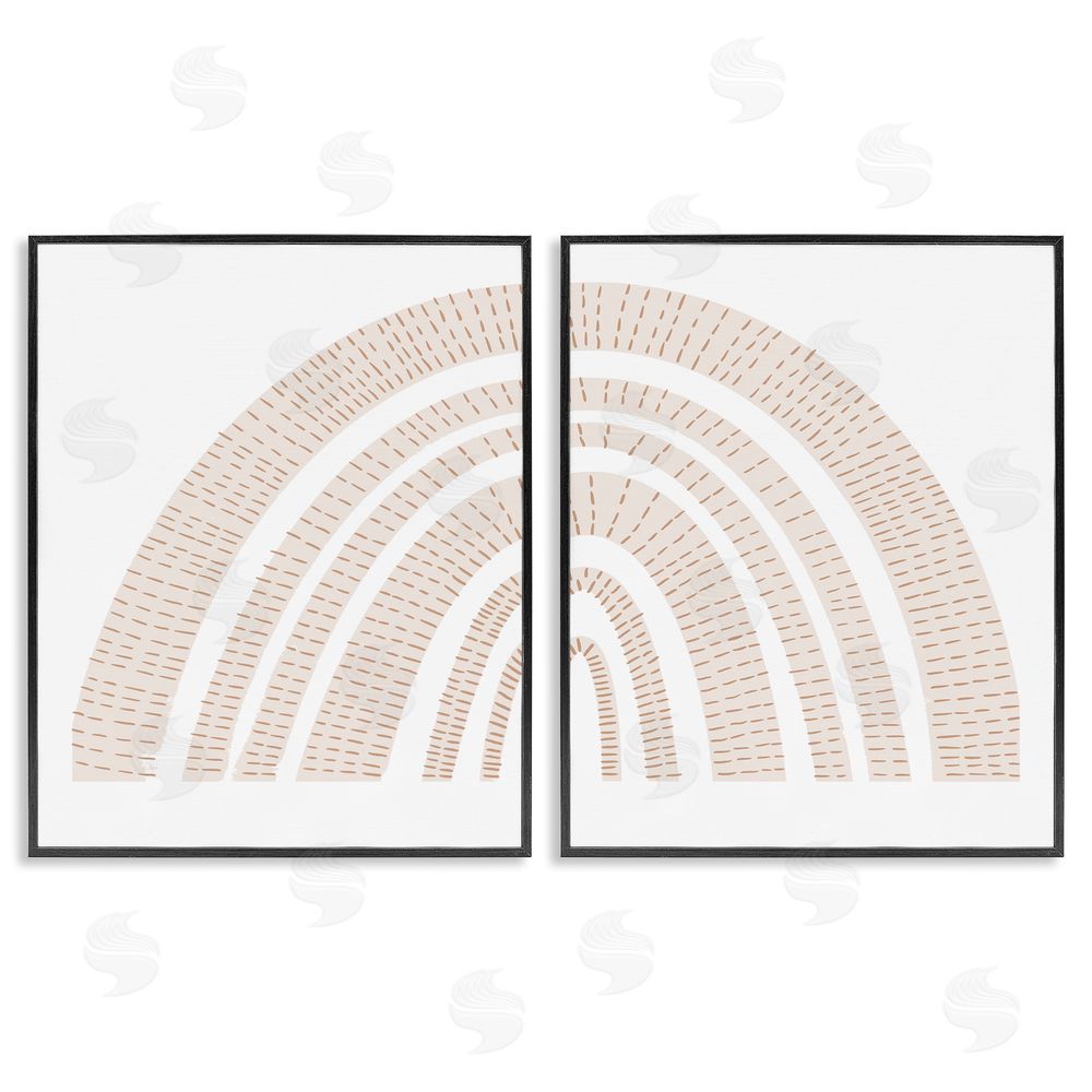 Stupell Studio Abstract Brown Earth Tone Rainbow Black Framed Giclee Wall Art Print