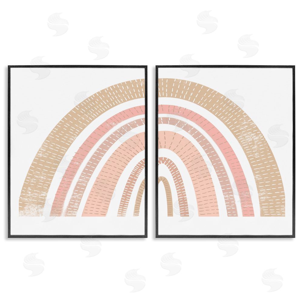 Stupell Studio Abstract Pink Neutral Kid's Rainbow Arches Black Framed Giclee Wall Art Print