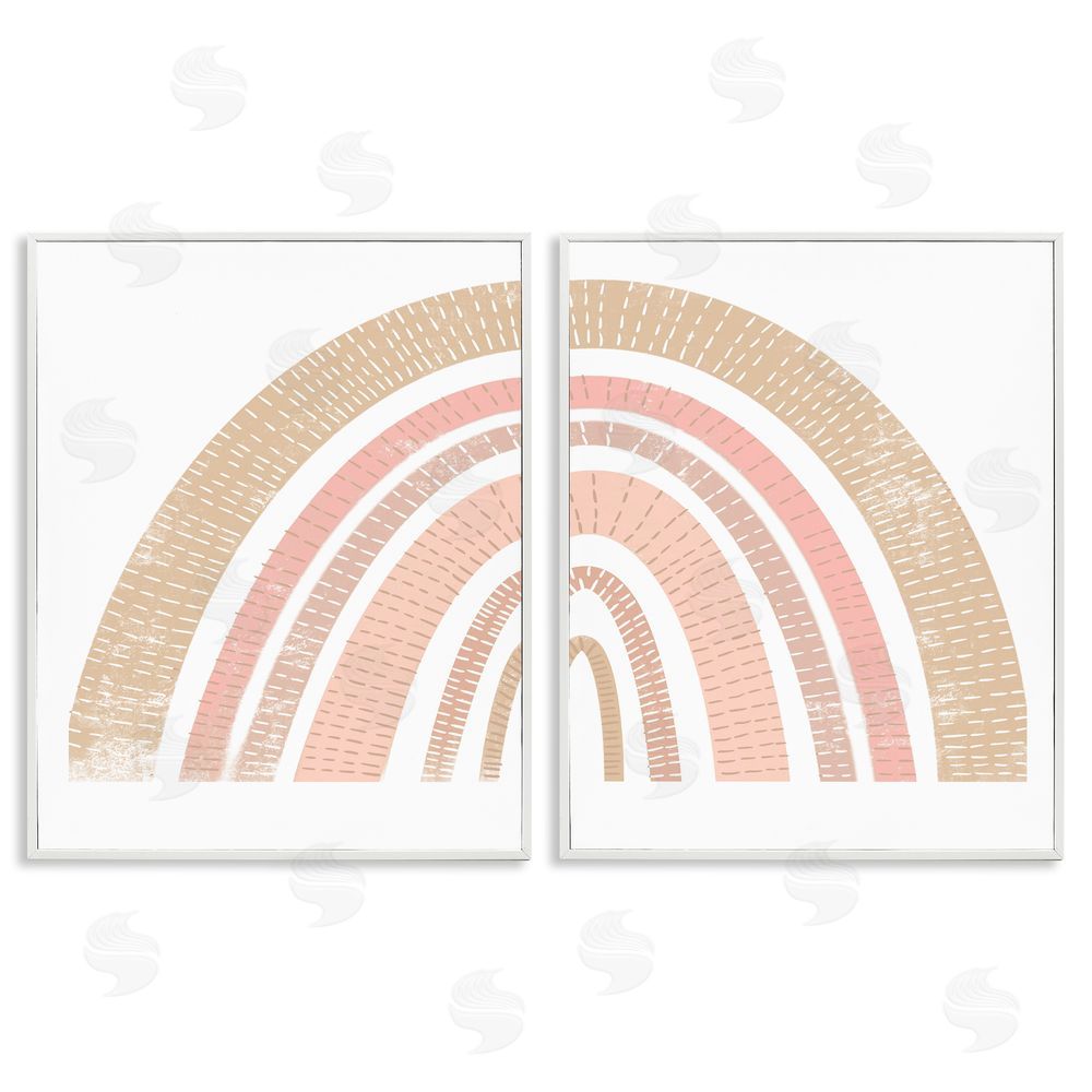 Stupell Studio Abstract Pink Neutral Kid's Rainbow Arches White Framed Giclee Wall Art Print