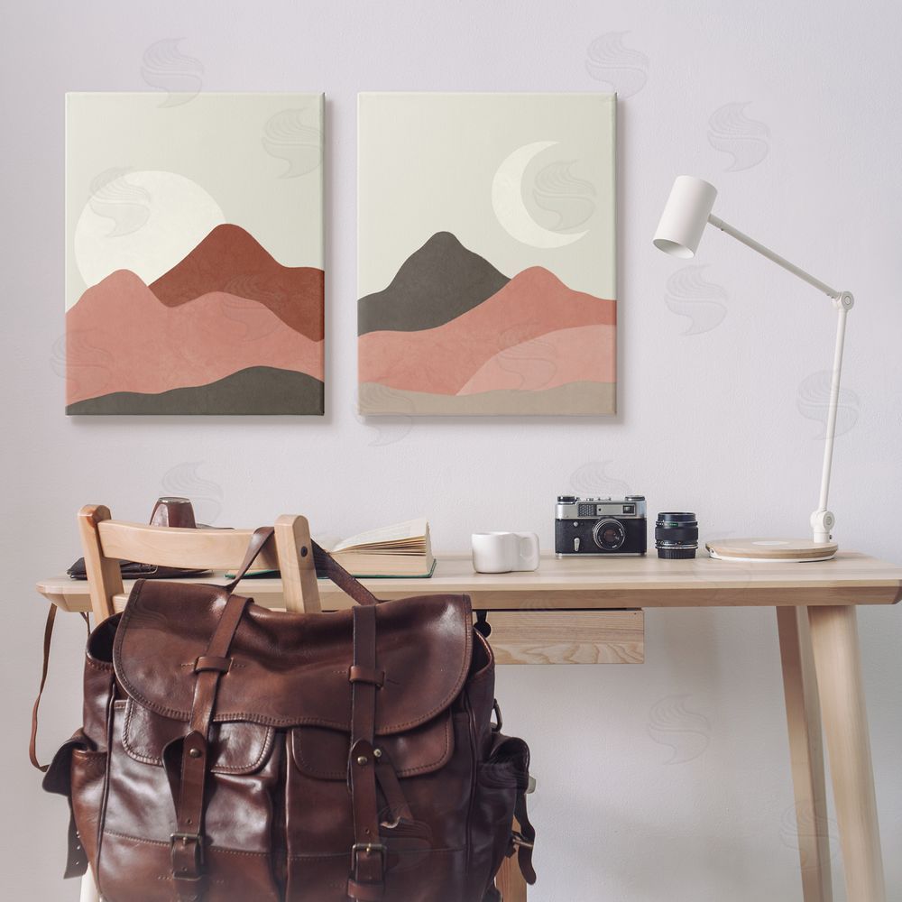 Taylor Shannon Designs Sun and Crescent Moon Warm Desert Canyon Canvas Wall Art Print in Room