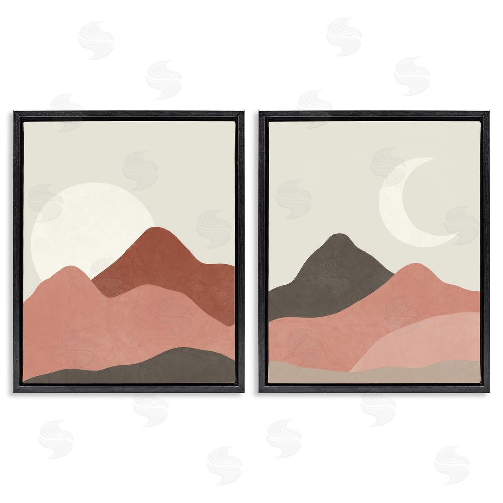 Taylor Shannon Designs Sun and Crescent Moon Warm Desert Canyon Black Floating Frame Canvas Wall Art Print