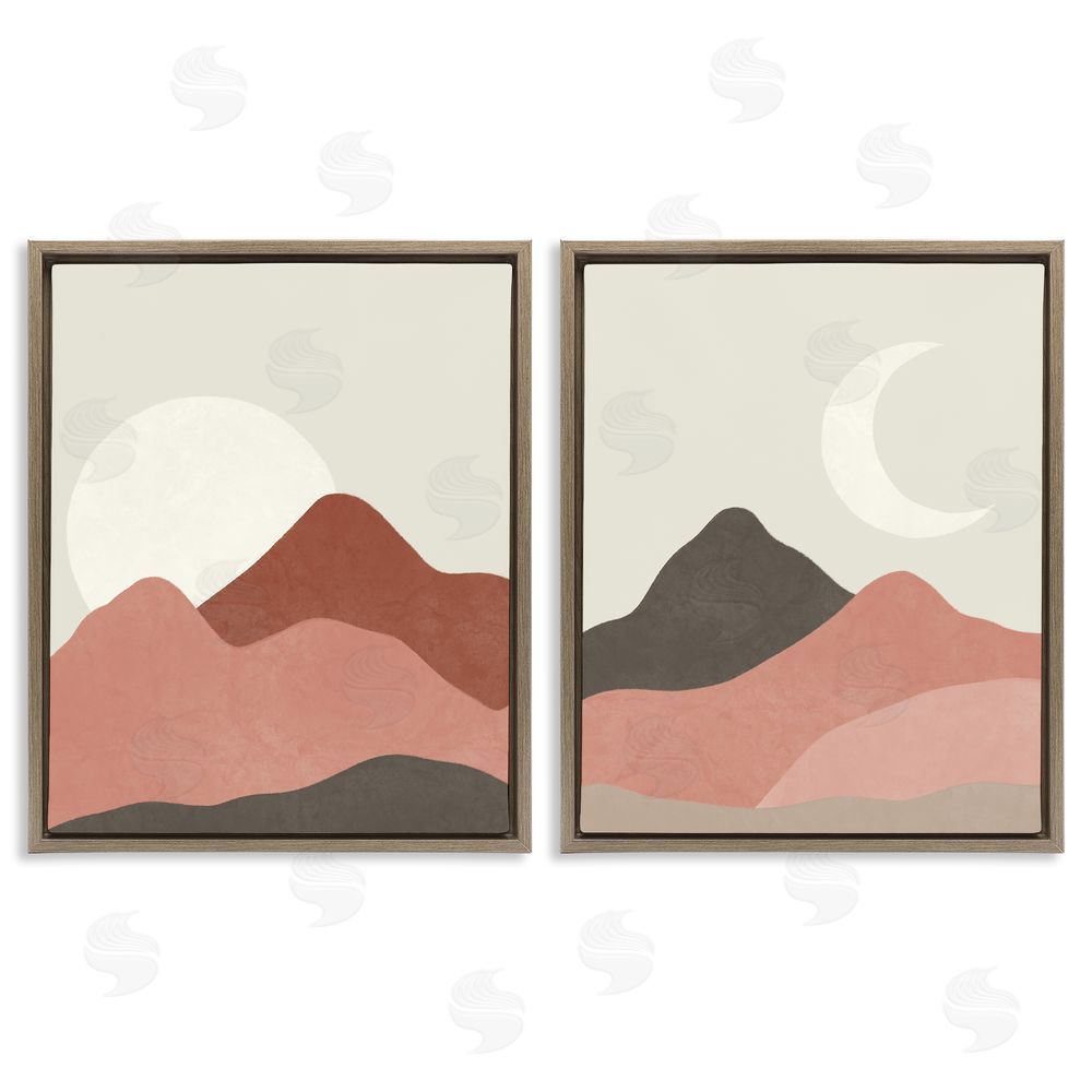 Taylor Shannon Designs Sun and Crescent Moon Warm Desert Canyon Brown Floating Frame Canvas Wall Art Print