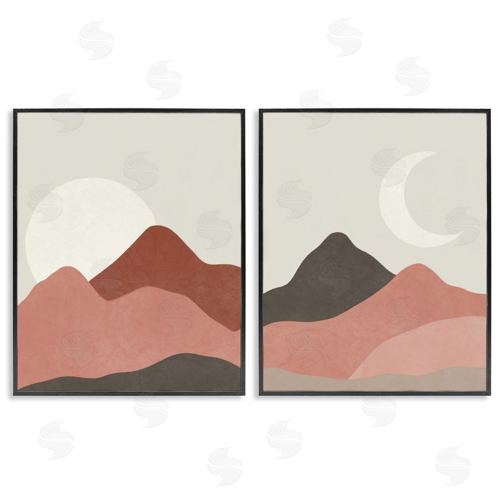 Taylor Shannon Designs Sun and Crescent Moon Warm Desert Canyon Black Framed Giclee Wall Art Print