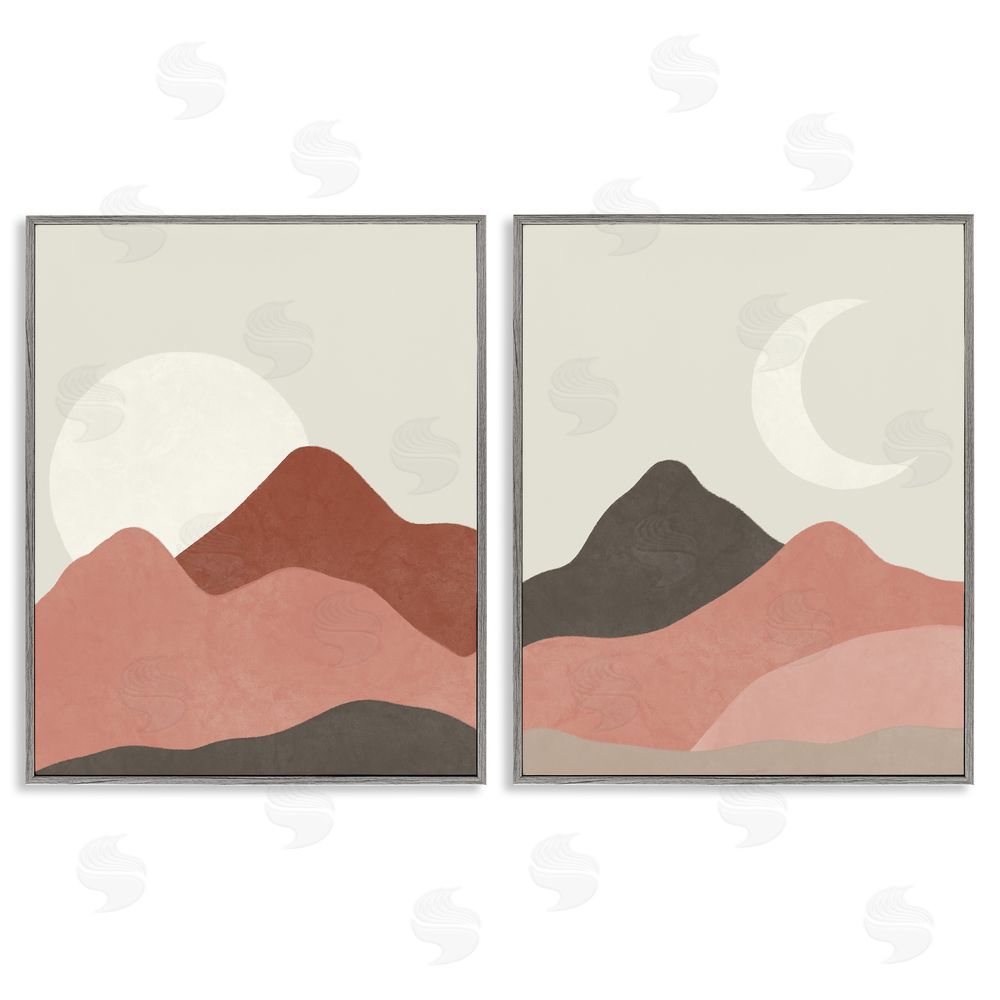 Taylor Shannon Designs Sun and Crescent Moon Warm Desert Canyon Gray Framed Giclee Wall Art Print
