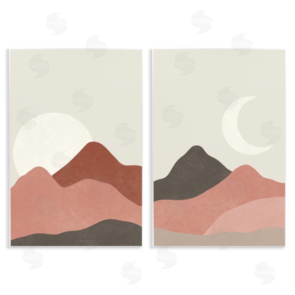 Taylor Shannon Designs Sun and Crescent Moon Warm Desert Canyon Wooden Wall Plaque Art Print