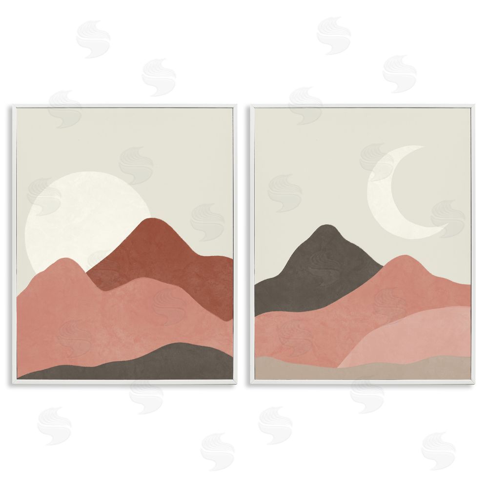 Taylor Shannon Designs Sun and Crescent Moon Warm Desert Canyon White Framed Giclee Wall Art Print