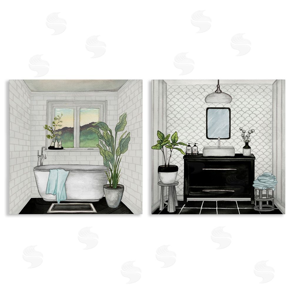 Elizabeth Medley Tranquil Bathroom Interior Scene Tub Sink Canvas Wall Art Print