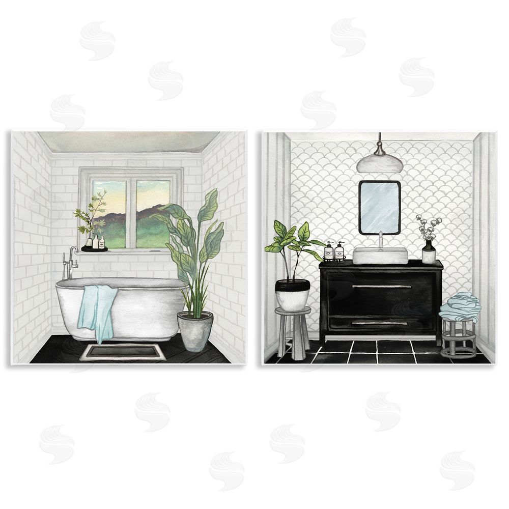 Elizabeth Medley Tranquil Bathroom Interior Scene Tub Sink Wooden Wall Plaque Art Print