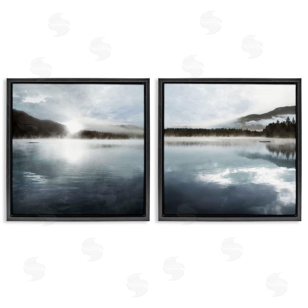 Carol Robinson Misty Morning Lake Water Landscape Black Floating Frame Canvas Wall Art Print
