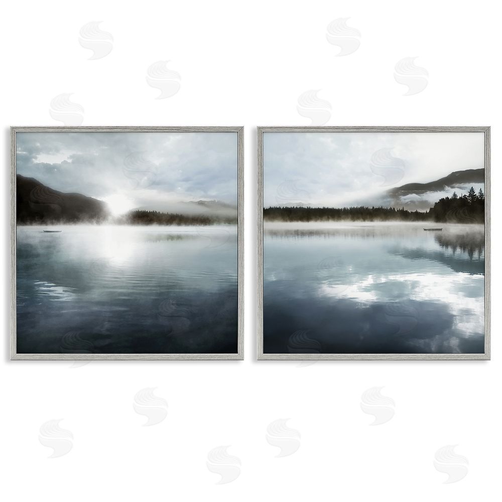 Carol Robinson Misty Morning Lake Water Landscape Gray Framed Giclee Wall Art Print