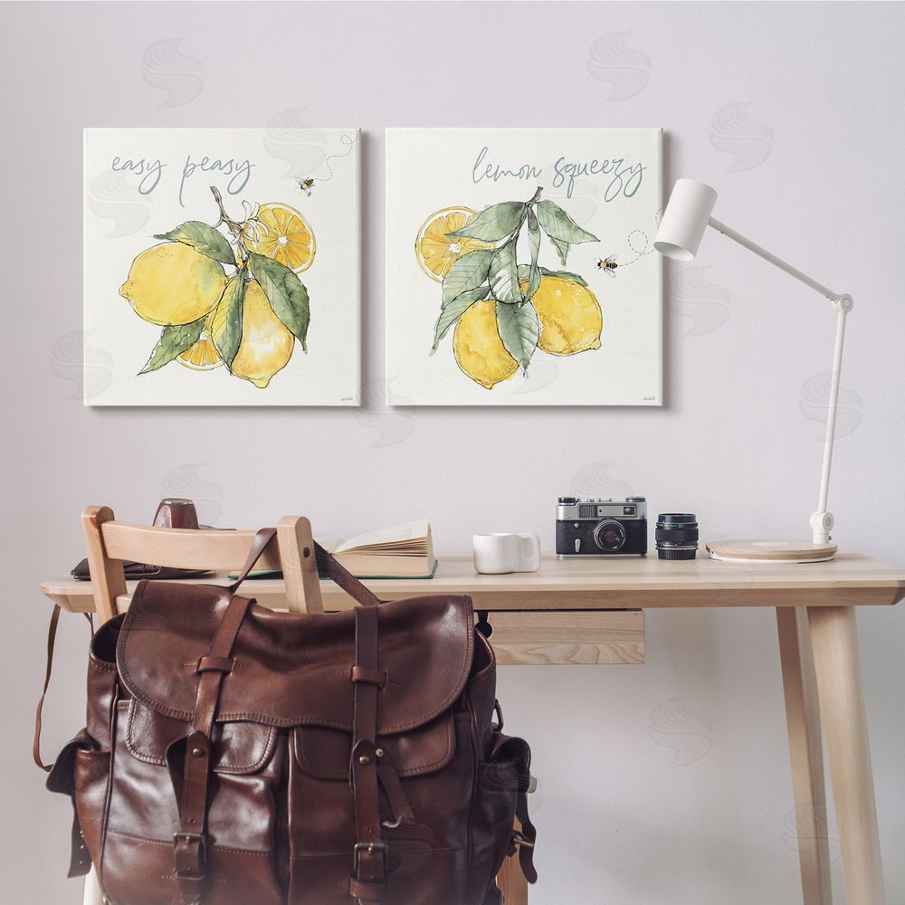 Anne Tavoletti Easy Peasy Lemon Squeezy Phrase Canvas Wall Art Print in Room