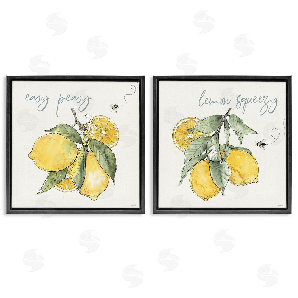 Anne Tavoletti Easy Peasy Lemon Squeezy Phrase Black Floating Frame Canvas Wall Art Print