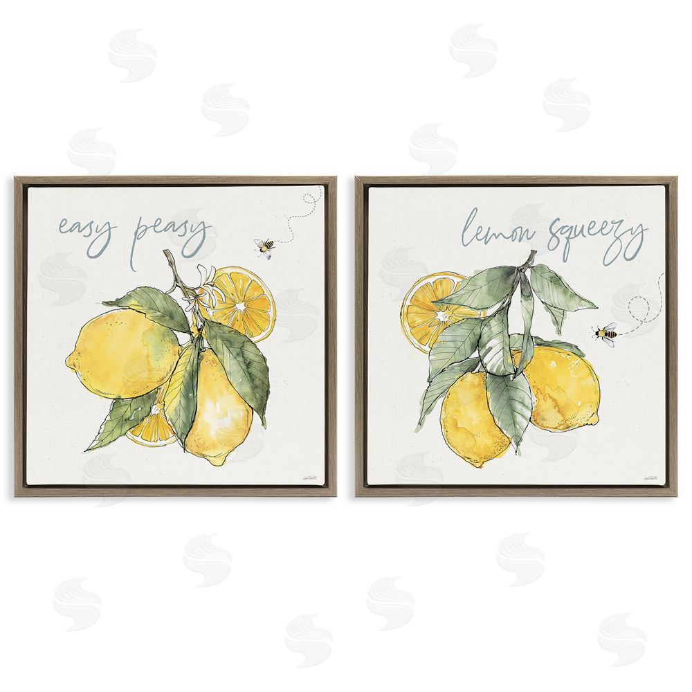 Anne Tavoletti Easy Peasy Lemon Squeezy Phrase Brown Floating Frame Canvas Wall Art Print